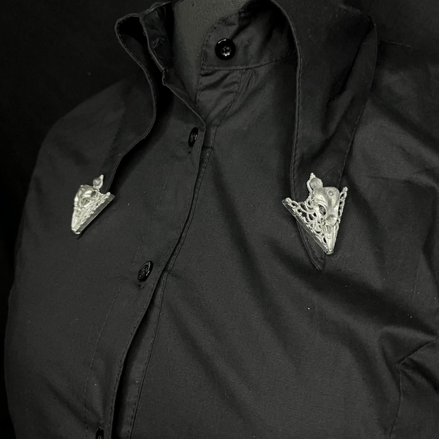 Raven skull Collar Pin