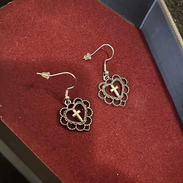 Heart cross earrings 
