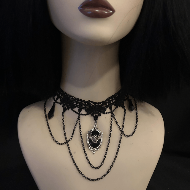 Bat cameo choker