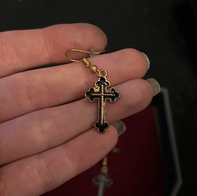 Tiny gold cross earrings
