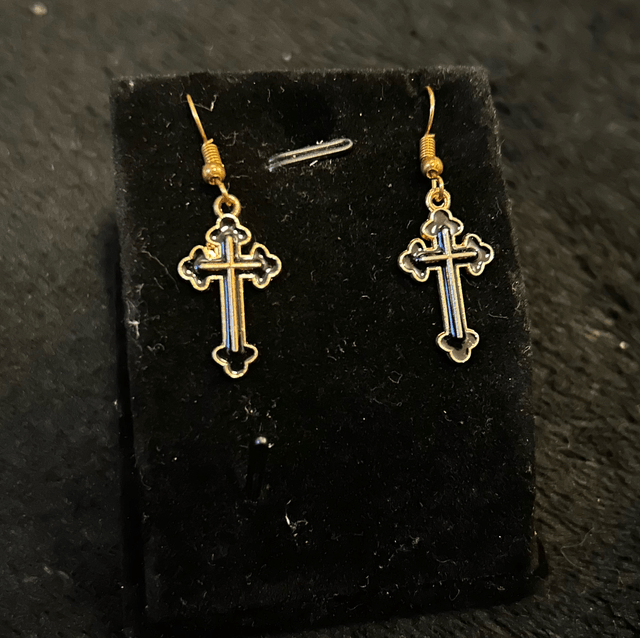 Tiny gold cross earrings