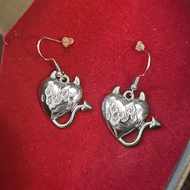 Devil heart earrings