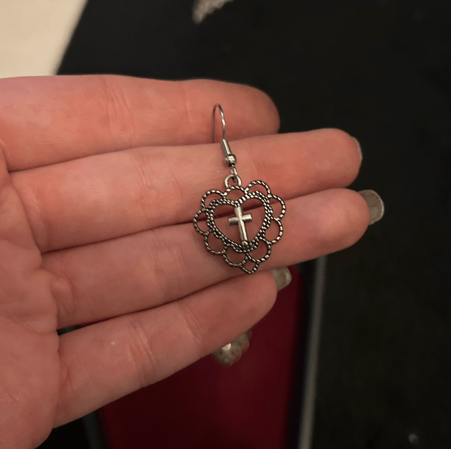 Heart cross earrings 
