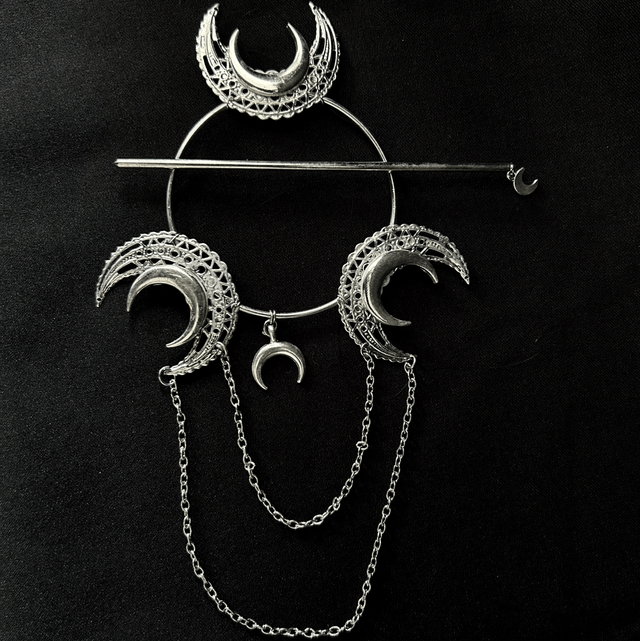Triple moon hair stick barette