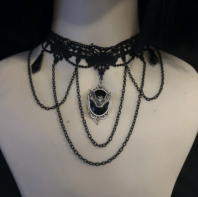 Bat cameo choker