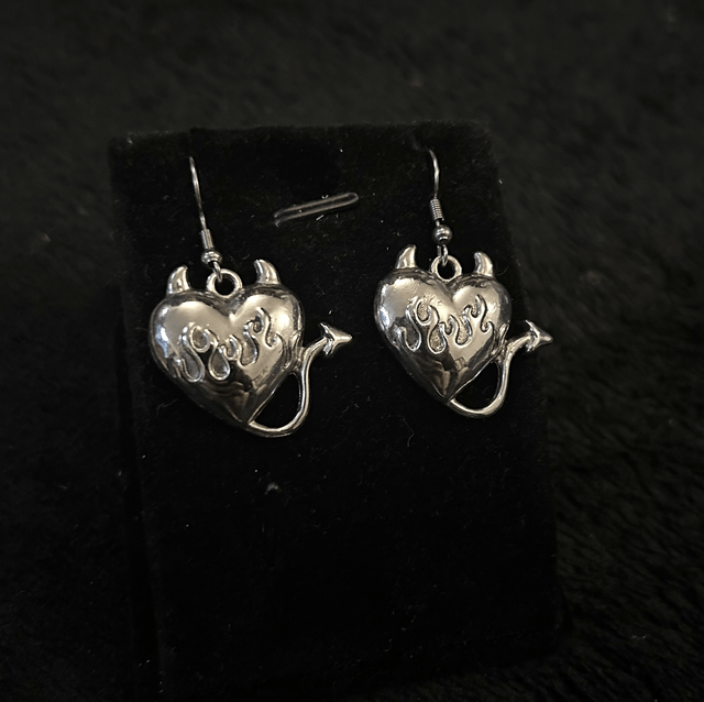 Devil heart earrings
