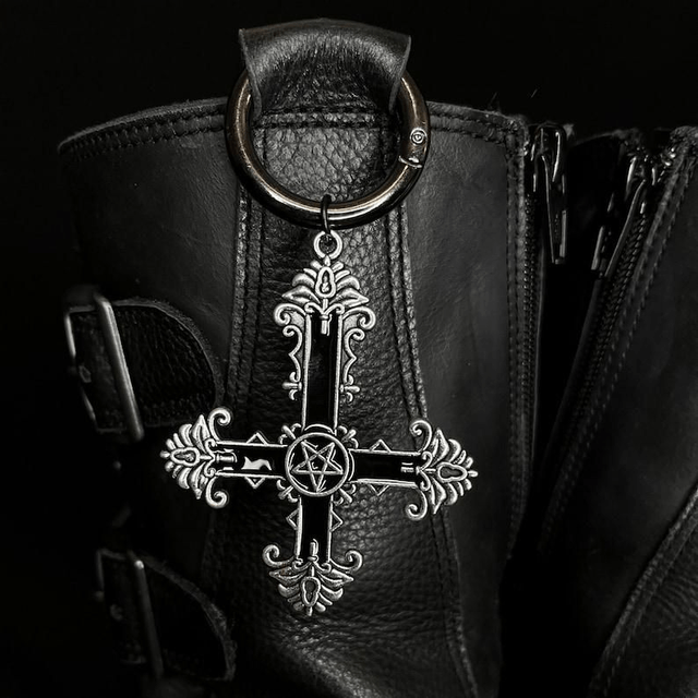 Black and Silver inverted cross Boot clip