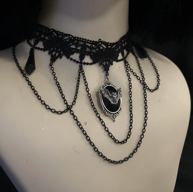 Bat cameo choker