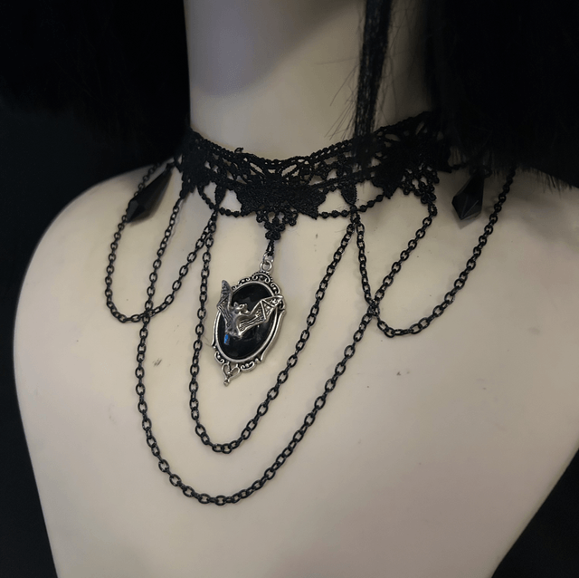 Bat cameo choker