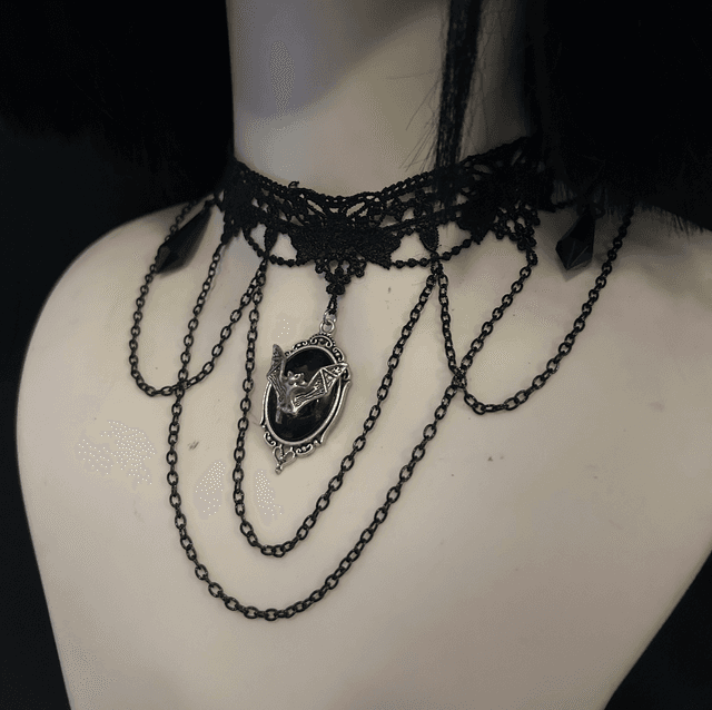 Bat cameo choker